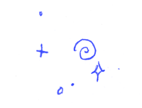 blue and black dots on a white background